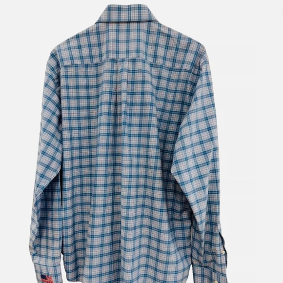 Peter Millar Stretch Silver Label Long Sleeve Button Down Shirt Blue Plaid XL - Picture 2 of 8